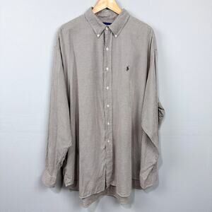 Vintage Ralph Lauren Golf Tildon Button Up Shirt Sz XXL Brown Pony Gingham Check